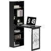 HOMCOM Scrivania con Libreria e Lavagna Bianca 98x51x153 cm Nero | Scrivania Salvaspazio, Piano Pieghevole in Legno Pino, Ripiano Regolabile, 9 Ripiani Aperti, Tavolo da Lavoro, Studio Ufficio