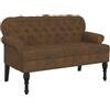 vidaXL Panca con Schienale Marrone 119,5x64,5x75 cm in Scamosciato