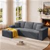 Scisola Divano angolare con funzione letto, 261 cm, divano modulare a forma di L con chaise longue, divano a 3 posti senza ossa con 2 portabevande, per soggiorno, camera degli ospiti, grigio scuro