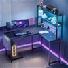 Aiorber Scrivania angolare da gaming a forma di L, 135 x 100 x 148 cm, nera, per casa e ufficio