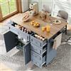 REXO Isola della cucina, 110 × 45 - 75 × 92 cm, blu - Moderno armadio da cucina in stile vintage - Carrello da pranzo multifunzionale con spazio di archiviazione