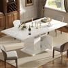 AeasyG Tavolo da pranzo Quadrato allungabile effetto marmo bianco, con portabottiglie e armadietto, 120 (160) x 80 x 76 cm, per 4-8 persone