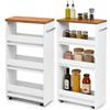 Ginhow Carrello Portatutto Stretto Bianco 5 Ripiani 40×22×108cm Set da 2