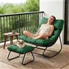 AYDFUORT Sedia a Dondolo con Sgabello, Poltrona Lounge per Esterni Interno, XXL, Sedia a Dondolo da Esterno, Sedia Relax con Cuscino Imbottito, Portata fino a 150 kg, per Giardino, Terrazza, Balcone (verde-yi)
