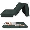 POKAR Materasso Pieghevole 80x195 cm Spessore 15 cm | Velluto a Coste Corduroy | Materasso per Ospiti e Campeggio | Pieghevole in 3 parti | Certificato OEKO-TEX | Prodotto nell'UE | Verde bottiglia