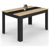 IDMarket - Georgia Tavolo da Pranzo Rettangolare per 6 Persone in Simil-faggio e Nero 140 x 80 cm