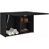 Rantry Mobile da Bagno a Parete Nero 60x25x40 cm in Legno Multistrato, Credenza Armadio Armadietto da Pavimento per Bagno Mobiletto Portaoggetti Ripiani Armadio di Stoccaggio per Camera Ufficio Mobili