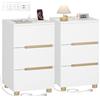 Hzuaneri Comodino Set di 2 con 3 Cassetti, Comodini Camera da Letto con Stazione di Ricarica 2AC+2USB, 35 x 40 x 65 cm, Stile Moderno e Minimalista, Soggiorno, Bianco NS33403XEU