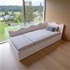 JYNVO Letto Singolo Angolare 90x200 cm con Contenitore Idraulico, Divano Letto Singolo in Velluto Beige, Struttura Letto Singolo con LED RGB e Testiera a Onde, Senza materasso