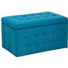Beliani Pouf Cassapanca Imbottito in Velluto Blu Navy Stile Chesterfield