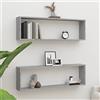 Generico Mensole Cubo Muro 2pz Grigio Sonoma 100x15x30 Legno Multistrato,Scaffali e mensole per pareti