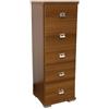 Marvin Cassettiera In Legno Con 5 Cassetti Ripiani Mobile Salvaspazio Stretta Per Camera Da Letto Soggiorno Ufficio Bagno (Noce)