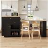 Kelodan Armadio da cucina multifunzionale con piano estraibile, 122,5-195,5 cm, bianco/nero, portata fino a 60 kg