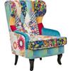 Beliani Poltrona imbottita in tessuto multicolore base blu