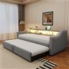 Generic Divano letto 90/180 x 190 cm con luce LED e presa USB con letti imbottito estraibile con vano contenitore letti singolo per adulti bed per ospiti grigio chiaro