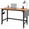 LIFEZEAL Scrivania Porta Computer con Ruote Bloccabili, Borsa Portaoggetti, Ganci, Postazione di Lavoro, Scrittoio, Tavolo per Ufficio, Studio, in Acciaio, 120x60cm, Robusto, Industriale, Max 100kg
