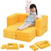 MeMoreCool Divano per bambini in velluto a coste, pieghevole, mini divano modulare per cameretta e camera da letto, colore: giallo