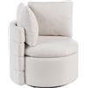 Beliani Poltrona in tessuto con schienale curvo base girevole a 360° con contenitore cuscini decorativi bianco sporco
