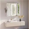 ChromaCasa Armadio Specchio Bagno 80x16x80 cm con Illuminazione LED e Presa Multipla, Mobiletto Bagno con Specchio Grande HD e étagères réglables, Funzione di Memoria e Deumidificazione, 2 AC 2 USB Bianco