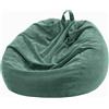 Nobildonna Fodera per poltrona sacco da 0,9 m (senza imbottitura), 90 x 109 cm, grande, lavabile, in velluto a coste di alta qualità, per adulti e bambini, colore verde