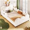 Ligterra Lettino imbottito per bambini, 90 x 200 cm, letto a piattaforma con cuscino a forma di coniglio, letto per bambine, letto con rete a doghe, senza materasso (beige)