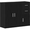 vidaXL Credenza Rovere Nero 91x29,5x75 cm Legno Massello di Argilla