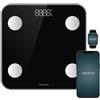 Cecotec Bilancia da bagno intelligente Cecotec con app Smart di precisione superficiale. Bluetooth e 24 parametri, dimensioni 30x30 cm, 4 sensori