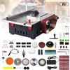 OWJHE Sega Circolare da Tavolo 200W, Mini Sega da Banco e Levigatrice a Nastro, Velocità Variabile, Profondità di Taglio 30mm per Legno, Plastica, Pietra, Metallo