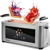 7MAGIC Tostapane 1400W, tostapane in acciaio inossidabile, display LCD touch, 2 scomparti larghe per toast, 4 fette, 7 livelli di allevataggio, porta panino,