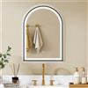 HOMCOM Specchio da bagno HOMCOM con illuminazione 50x70 cm, specchio LED arqué da parete, antiappannamento, 3 colori di luce, dimmerabile, con memoria, retroilluminato e frontale, vetro temperato,
