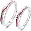 Calefee Anello Filo Rosso del Destino Coppia, Anelli Lui e Lei Personalizzabili Argento 925 Regolabili Anello a Fascia Semplice con Smalto Rosso