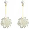 Generic GLDFW - Orecchini pendenti con fiore bianco esagerato, eleganti perle finte, orecchini pendenti per feste, matrimoni, regalo per donne