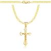 AMAR PRAGNA, collana in oro 925/585 con croce per donna/uomo, intrecciata originale, larghezza 3,8 mm, collana in oro, collana con croce in oro 585, 50 cm, Argento sterling