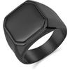 Grewod Anello Uomo Acciaio Inossidabile Sigillo Lucido Nero Misura 20, 16mm, Gioielli Fedi Nuziali