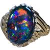 arenaworldFZ Grande anello da uomo in argento massiccio 925 con opale di fuoco nero naturale australiano, fatto a mano, in argento massiccio 925, con opale nero