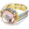 Swarovski Chroma Twist Anello Cocktail, Gioiello Versatile con Cristalli Multicolore ReCreated, Collezione Circolare, Taglio Cushion, Placcatura in Tonalità Oro, Taglia 50