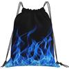 Yyoretp Zaino con coulisse con stampa a fiamme blu, per sport, palestra, spiaggia, danza, yoga, per donne e uomini