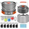 Funien Attrezzatura da Cucina Pieghevole da Campeggio Set di Pentole Antiaderenti 48 Pezzi Design Portatile per 6-8 Persone Lega di Alluminio in Acciaio Inossidabile per L'escursionismo (Arancia)