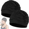 GUAKOVRAN Berretto da bagno 2 pezzi, elastico per capelli lunghi, nero unisex