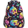 Linnyio Teschi Colorati Stelle Creative Zaino Scolastico per Ragazzi Ragazze,Borse per Libri e Studenti Alla Moda