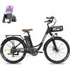 Fafrees Bici Elettrica da Città 26 da 36V25Ah Batteria Rimovibile Bicicletta Elettrica Autonomia di 95-120km, Motore 250W, E-Bike con Cestino Anteriore, Cambio 7S, Display LCD