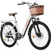 Antgooat Bicicletta elettrica Cityrun Ebike Bicicletta elettrica a pedalata assistita 26 Bicicletta da donna 36V*10Ah Bicicletta unisex (White)