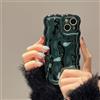 FABSPARK Custodia per iPhone 13, motivo bolle di meteorite 3D, placcatura elettrolitica con glitter ricci ondulati, custodia lucida, in morbido TPU antiurto, per iPhone 13 da 6,1 pollici, verde scuro