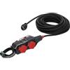 Brennenstuhl Ciabatta multipresa professionale con cavo di prolunga, 4 prese, cavo da 15 m, colore nero, uso cantiere e uso esterno permanente, IP54, presa a 45°