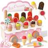BBWELL Gelateria Giocattolo per Bambini,cucina giocattolo 3-in-1 per bambini,Gioco Gelateria in legno giocattolo Montessori con soldi da gioco,ottimo regalo di compleanno per bambini dai 3 ai 5 anni