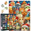TISHIRON Puzzle natalizio da 1000 pezzi, Babbo Natale con gatti, puzzle per professionisti del puzzle, 50 x 70 cm, motivo festivo per le vacanze