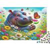 6N2X9A4S Ippopotamo Cartone Puzzle 1000 Pezzi Carta per Adulti Campo di Fiori con Farfalle Relax Arredo Casa Regalo 70x50cm/1000pcs