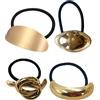 Generic Fermagli per capelli in metallo, 4 x polsino geometrico, supporto per coda di cavallo decorativo, attacco dorato, supporto per anello da polsino per accessorio