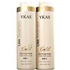 Y-Kas Professional Y-Kas Gold Liss Treatmet - Spazzola progressiva Brilho de Ouro alla cheratina brasiliana, sistema lisciante per capelli, 2 x 1000 ml
