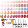 Vishine 48 Pezzi Soak Off UV LED Gel Rosa Pastello Nudo Semi-Permanente - 45 Colori + Base Top Coat & Matte Top Coat - Smalto Naturale per Manicure e Nail Art 8 ml